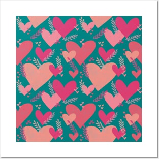 Cute hearts pattern Posters and Art